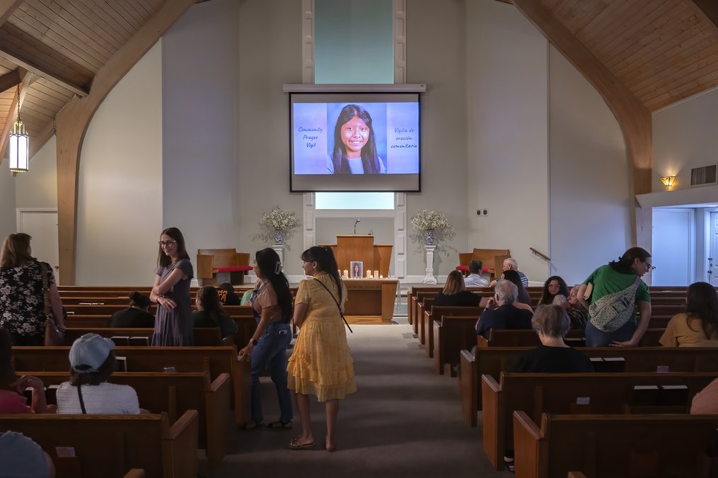 A prayer vigil is held Wednesday, June 12, 2024, at Atlanta Road Church of Christ for Maria Gomez-Perez and family. The 12-year-old has been missing for two weeks. - photo by Scott Rogers